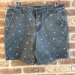 Aeropostale Sz 32 bluish gray shorts with flamingo design throughout !🦩🦩🦩
